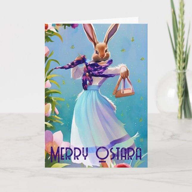 Cartes Pour Fêtes Annuelles Ostara Printemps Equinox Bunny Pagan Pâques (Devant)