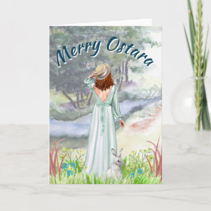 Cartes Pour Fêtes Annuelles Ostara Spring Equinox Maiden & Bunny
