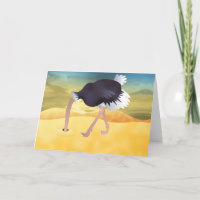Ostrich Caricature Avec Tête Dans Le Sable