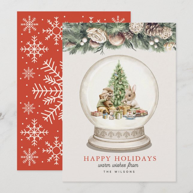 Cartes Pour Fêtes Annuelles Otter & Bunny Christmas Tree Neige Grobe (Devant / Derrière)