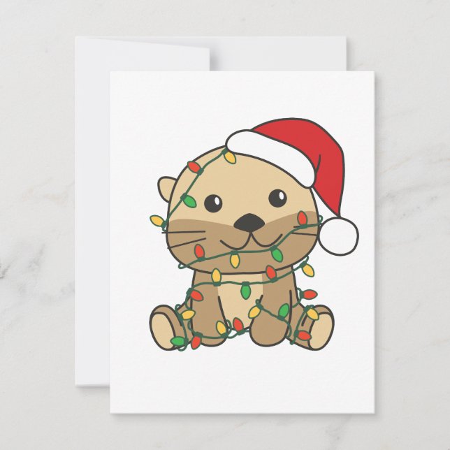 Cartes Pour Fêtes Annuelles Otter Christmas Winter Animaux Vacances Otters (Devant)