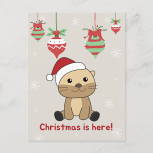 Cartes Pour Fêtes Annuelles Otter Noël Neige hiver Animaux Otter Holiday