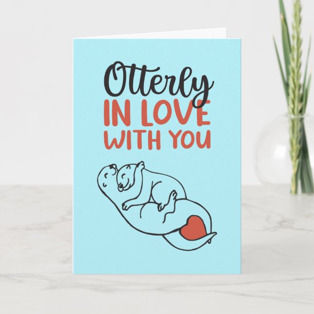 Cartes Pour Fêtes Annuelles Otterly In Love Otter Pun Drôle Saint Valentin (Devant)