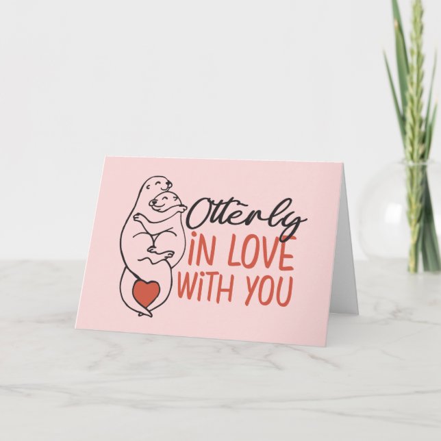 Cartes Pour Fêtes Annuelles Otterly In Love Otter Pun Drôle Saint Valentin (Devant)