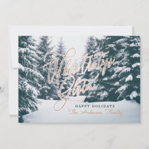 Cartes Pour Fêtes Annuelles Où les cimes d'arbres gardent Noël