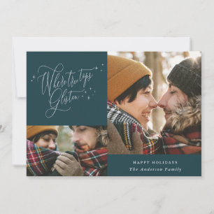 Cartes Pour Fêtes Annuelles Où les cimes d'arbres glissent multi photo Noël