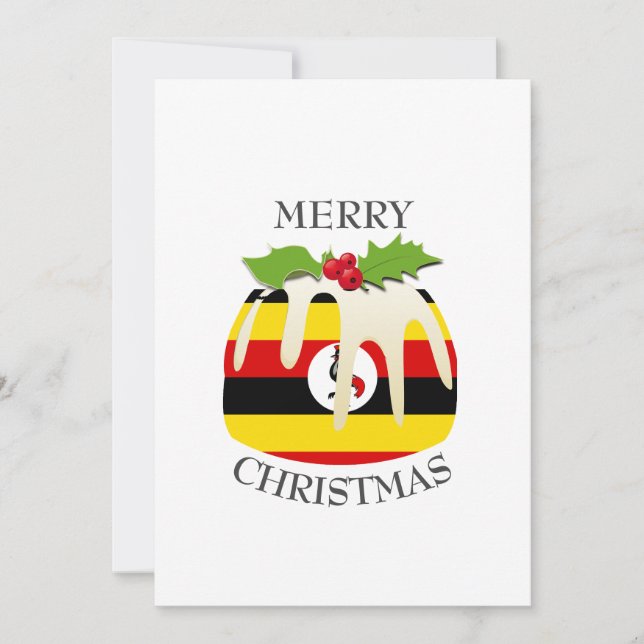 Cartes Pour Fêtes Annuelles OUGANDA FLAG | Pudding de Noël | Festif (Devant)