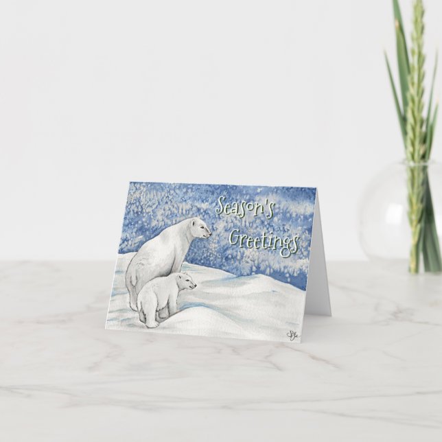 Cartes Pour Fêtes Annuelles Ours à neiges polaires (Devant)
