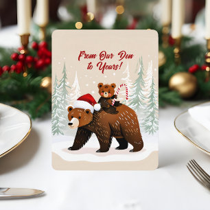 Cartes Pour Fêtes Annuelles Ours adorables et message festif