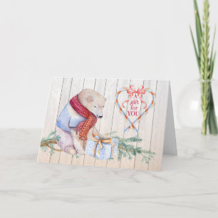 Cartes Pour Fêtes Annuelles Ours blanc de Noël inclus d'argent avec le