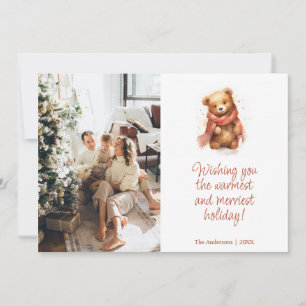 Cartes Pour Fêtes Annuelles Ours d'aquarelle mignonne avec Écharpe Photo de No