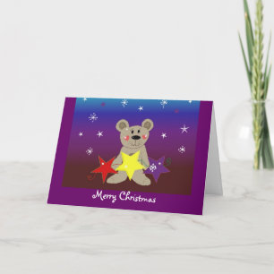 Cartes Pour Fêtes Annuelles Ours de Noël aux étoiles