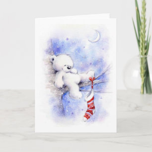 Cartes Pour Fêtes Annuelles Ours De Noël Dans Un Arbre