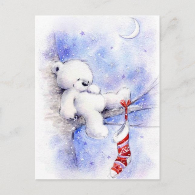 Cartes Pour Fêtes Annuelles Ours De Noël Dans Un Arbre (Devant)