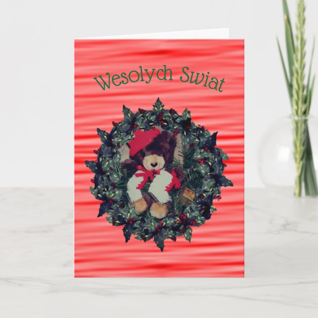 Cartes Pour Fêtes Annuelles Ours De Noël Polonais Dans La Guirlande (Devant)
