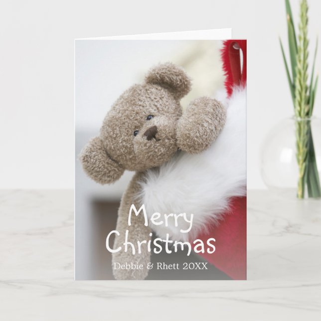 Cartes Pour Fêtes Annuelles Ours de nounours dans le bas de Noël (Devant)
