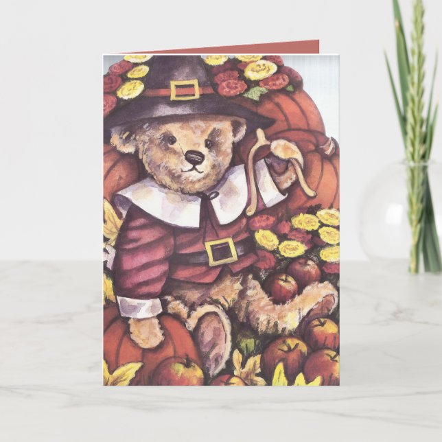 Cartes Pour Fêtes Annuelles Ours de nounours de pèlerin (Devant)