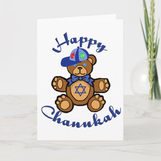 Cartes Pour Fêtes Annuelles Ours de nounours heureux de Chanukah (Devant)