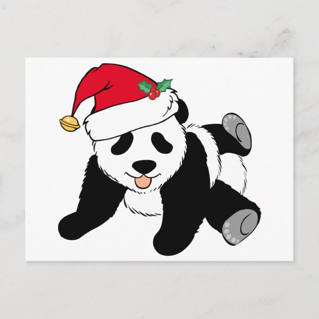 Cartes Pour Fêtes Annuelles Ours de panda de Noël à Santa Hat (Devant)