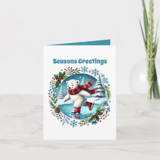 Cartes Pour Fêtes Annuelles Ours de patinage sur glace de vœux personnalisable