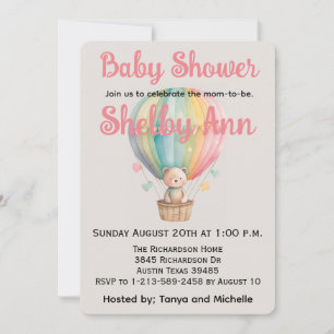 Cartes Pour Fêtes Annuelles Ours en peluche dans un Baby shower à bulle à air 