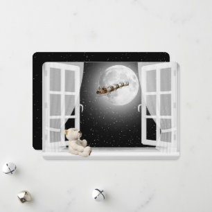 Cartes Pour Fêtes Annuelles Ours en peluche de Noël dans la fenêtre