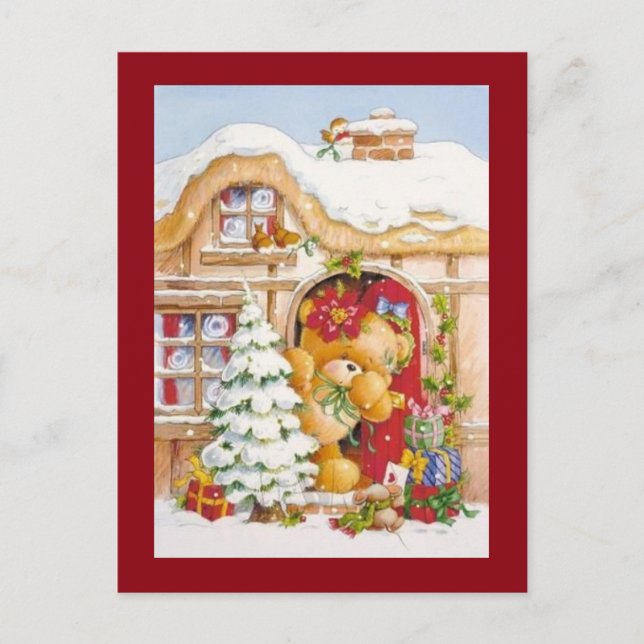 Cartes Pour Fêtes Annuelles Ours en peluche d'hiver Noël (Devant)