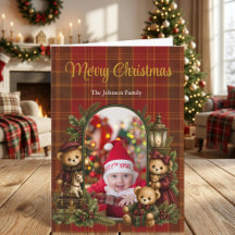 Ours en peluche personnalisés Famille Photo Noël