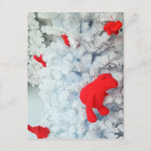 Cartes Pour Fêtes Annuelles Ours en peluche rouge dans l'arbre de Noël