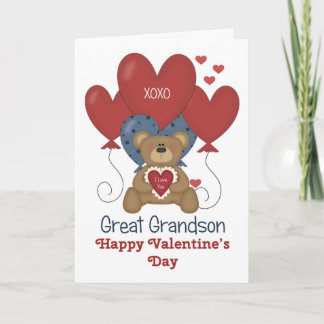 Cartes Pour Fêtes Annuelles Ours et ballons Great Grandson Valentine