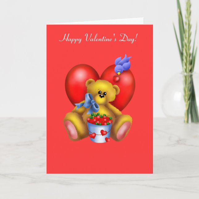 Cartes Pour Fêtes Annuelles Ours heureux 1 de coeur de Valentines (Devant)