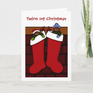Cartes Pour Fêtes Annuelles ours jumeaux en bas de Noël