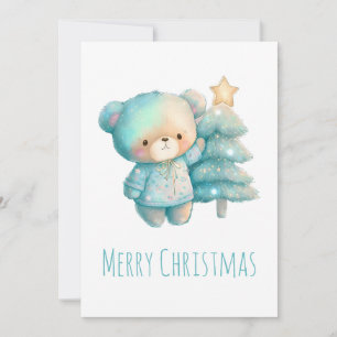 Cartes Pour Fêtes Annuelles Ours mignon et sapin de Noël