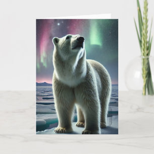Cartes Pour Fêtes Annuelles Ours polaire arctique Aurora Borealis Lumières nor