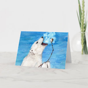 Cartes Pour Fêtes Annuelles Ours polaire avec Marshmallow grillé