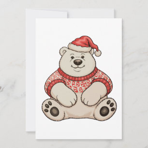 Cartes Pour Fêtes Annuelles Ours polaire de Noël Chapeau du Père Noël Saison d