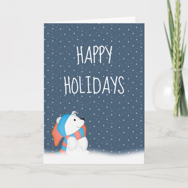 Cartes Pour Fêtes Annuelles Ours polaire de Noël dans la neige (Devant)