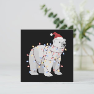 Cartes Pour Fêtes Annuelles Ours Polaire Drôle de Noël Animal Lumières Amoureu