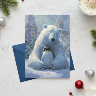 Cartes Pour Fêtes Annuelles Ours polaire et Noël Penguin