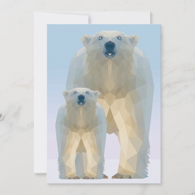 Cartes Pour Fêtes Annuelles Ours polaire géométrique mignon avec bébé (Devant)