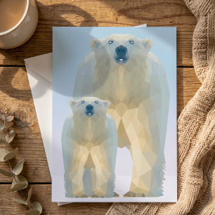 Cartes Pour Fêtes Annuelles Ours polaire géométrique mignon avec bébé