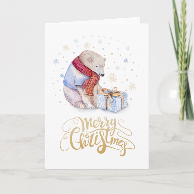 Cartes Pour Fêtes Annuelles Ours polaire Joyeux Noël (Devant)