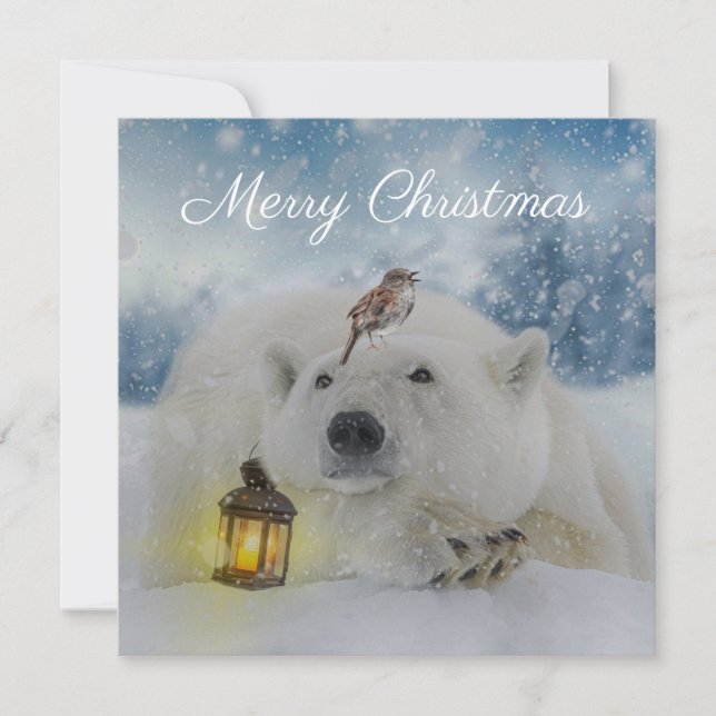 Cartes Pour Fêtes Annuelles Ours polaire mignon Noël d'hiver (Devant)