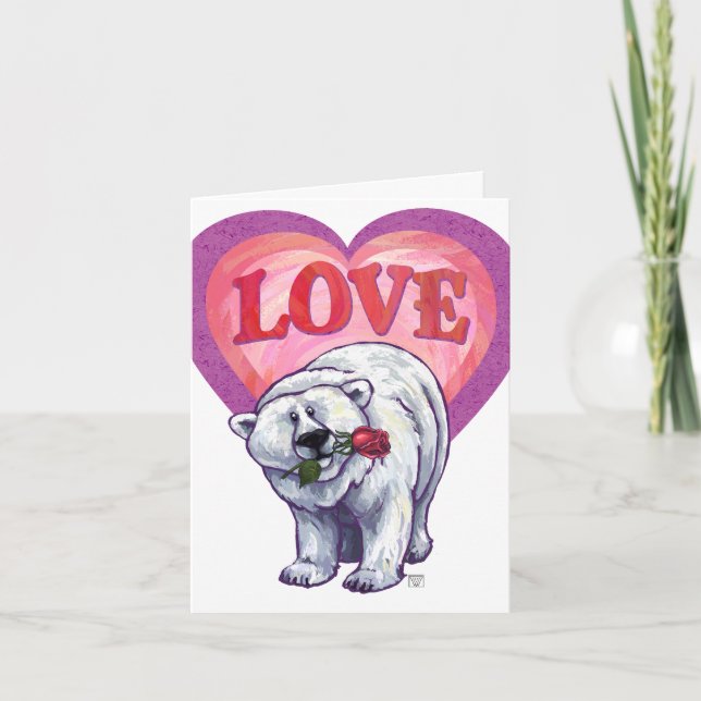 Cartes Pour Fêtes Annuelles Ours polaire Saint Valentin (Devant)