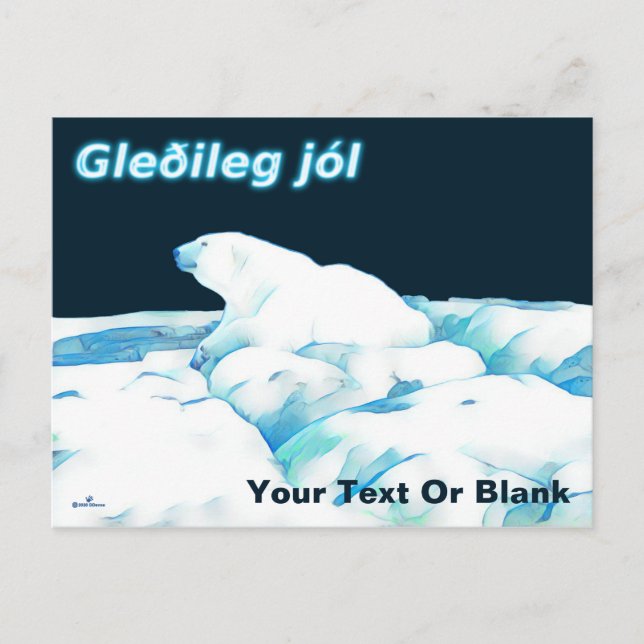 Cartes Pour Fêtes Annuelles Ours Polaire Sur Glace - Gleðileg Jól (Devant)