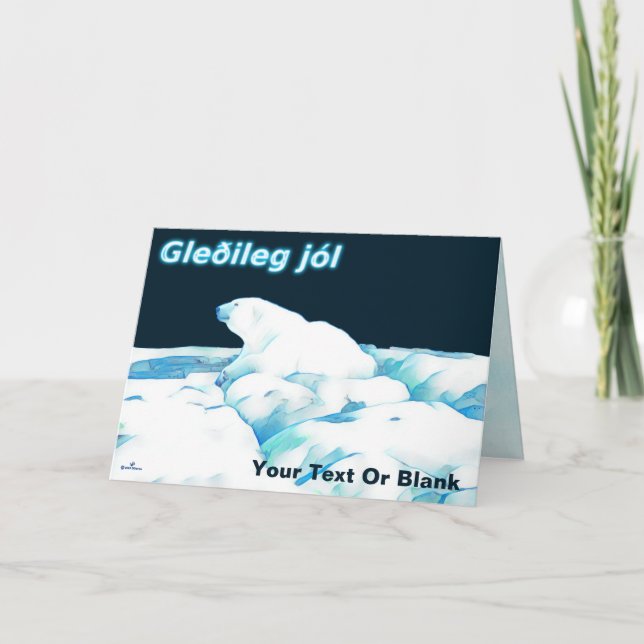 Cartes Pour Fêtes Annuelles Ours Polaire Sur Glace - Gleðileg Jól (Devant)