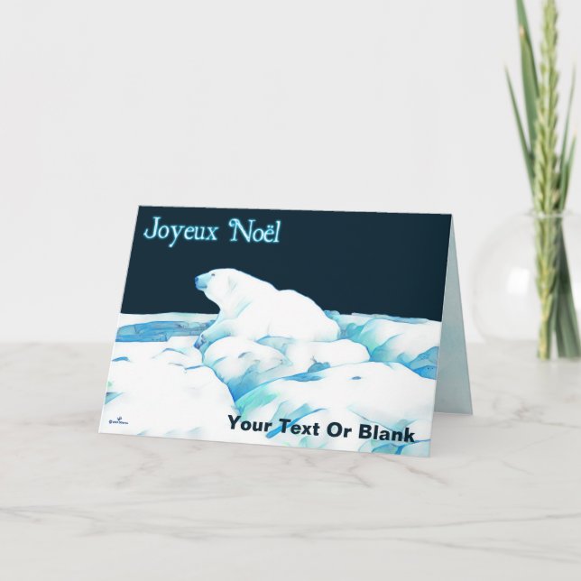 Cartes Pour Fêtes Annuelles Ours Polaire Sur Glace - Joyeux Noё l (Devant)