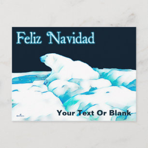 Cartes Pour Fêtes Annuelles Ours Polaire Sur La Glace - Feliz Navidad