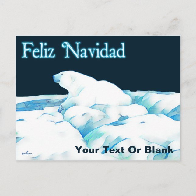 Cartes Pour Fêtes Annuelles Ours Polaire Sur La Glace - Feliz Navidad (Devant)