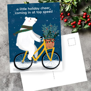 Cartes Pour Fêtes Annuelles Ours Polaire sur vélo Drôle joli Noël sur mesure